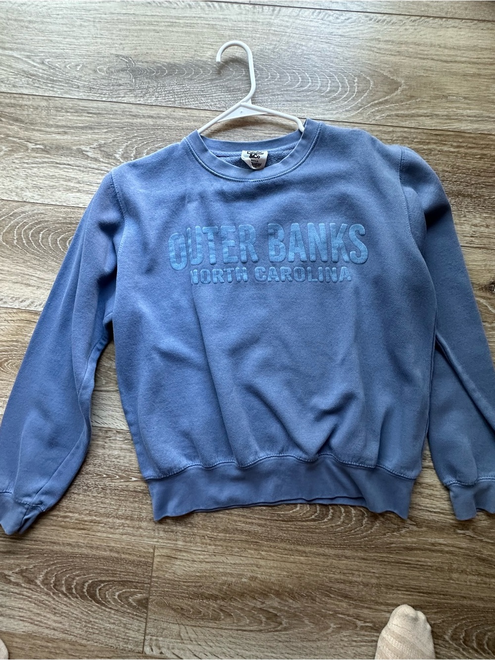 Pacifica Dusty Blue Crewneck Sweatshirt with Tonal Lettering